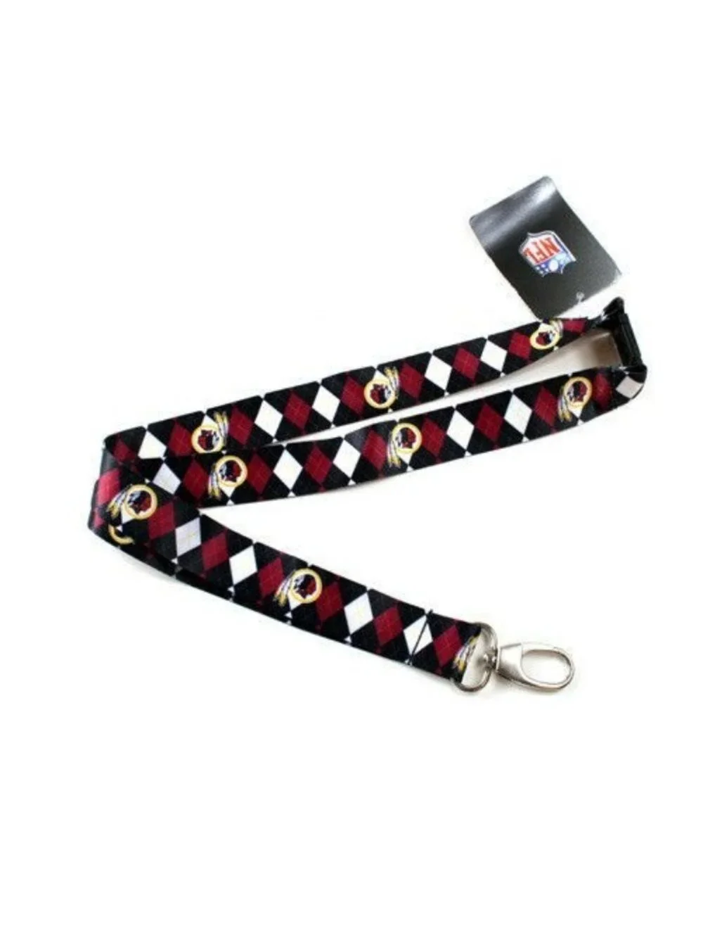 Washington Redskins Lanyard Keychain Argyle Reversible with Clip New NFL